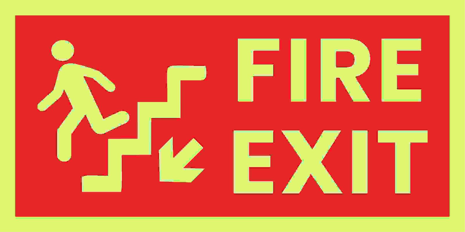 Fire Exit Arrow Sign Image 2 Fire Exit Glow Sign With Arrow - Image 1